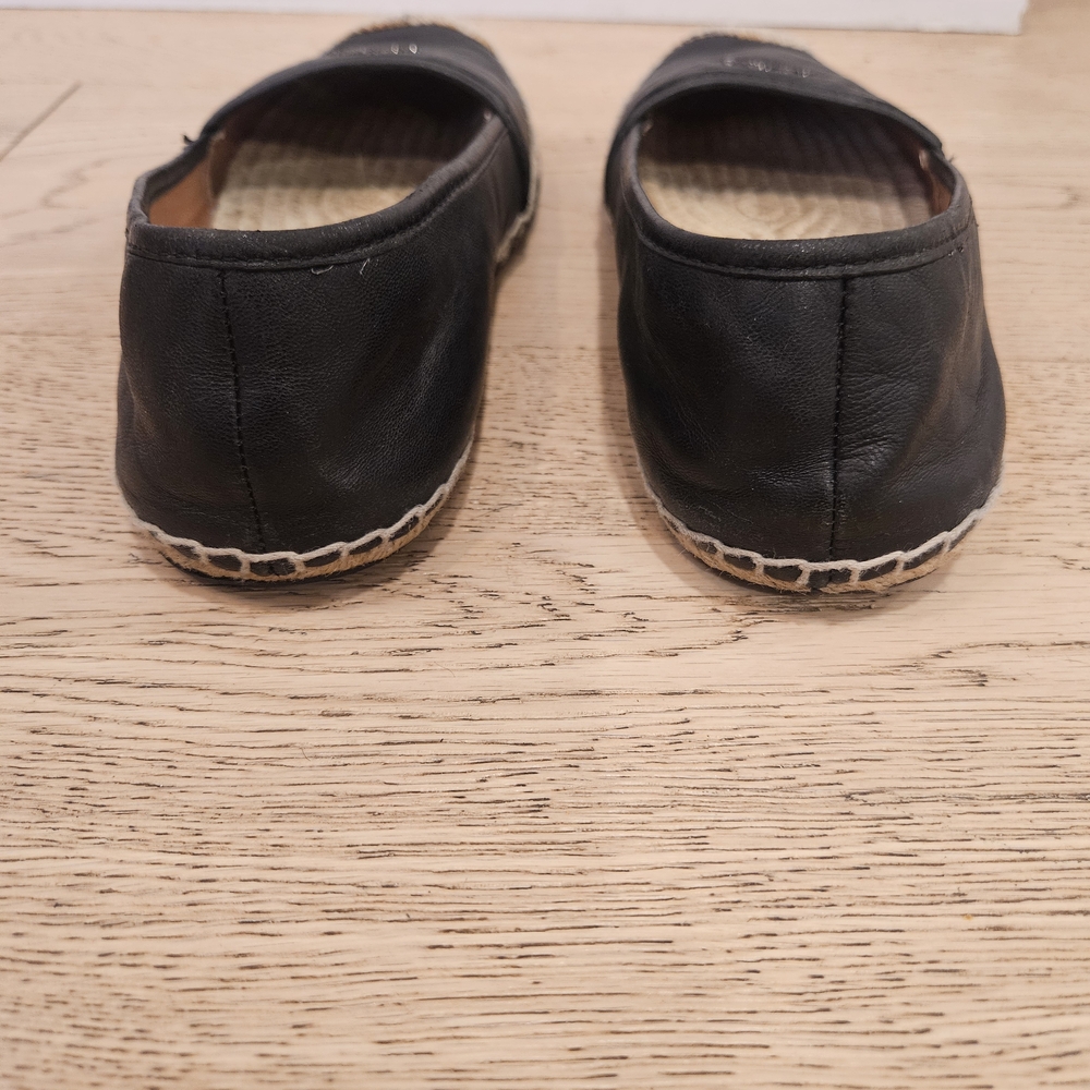 Coach Rhodelle Espadrilles Black Leather Size 7 - Picture 3 of 9